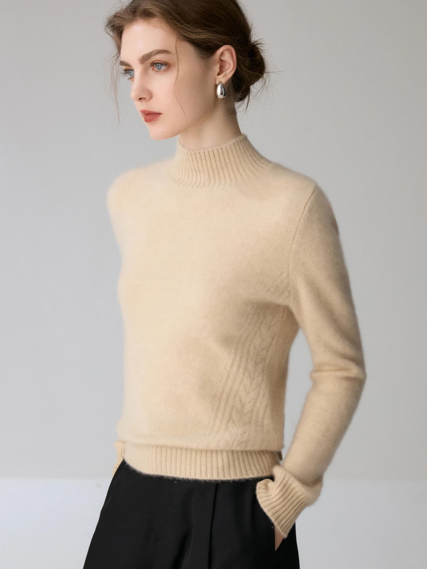 7-Gauge Mock-Neck Cable-Knit · FRONT