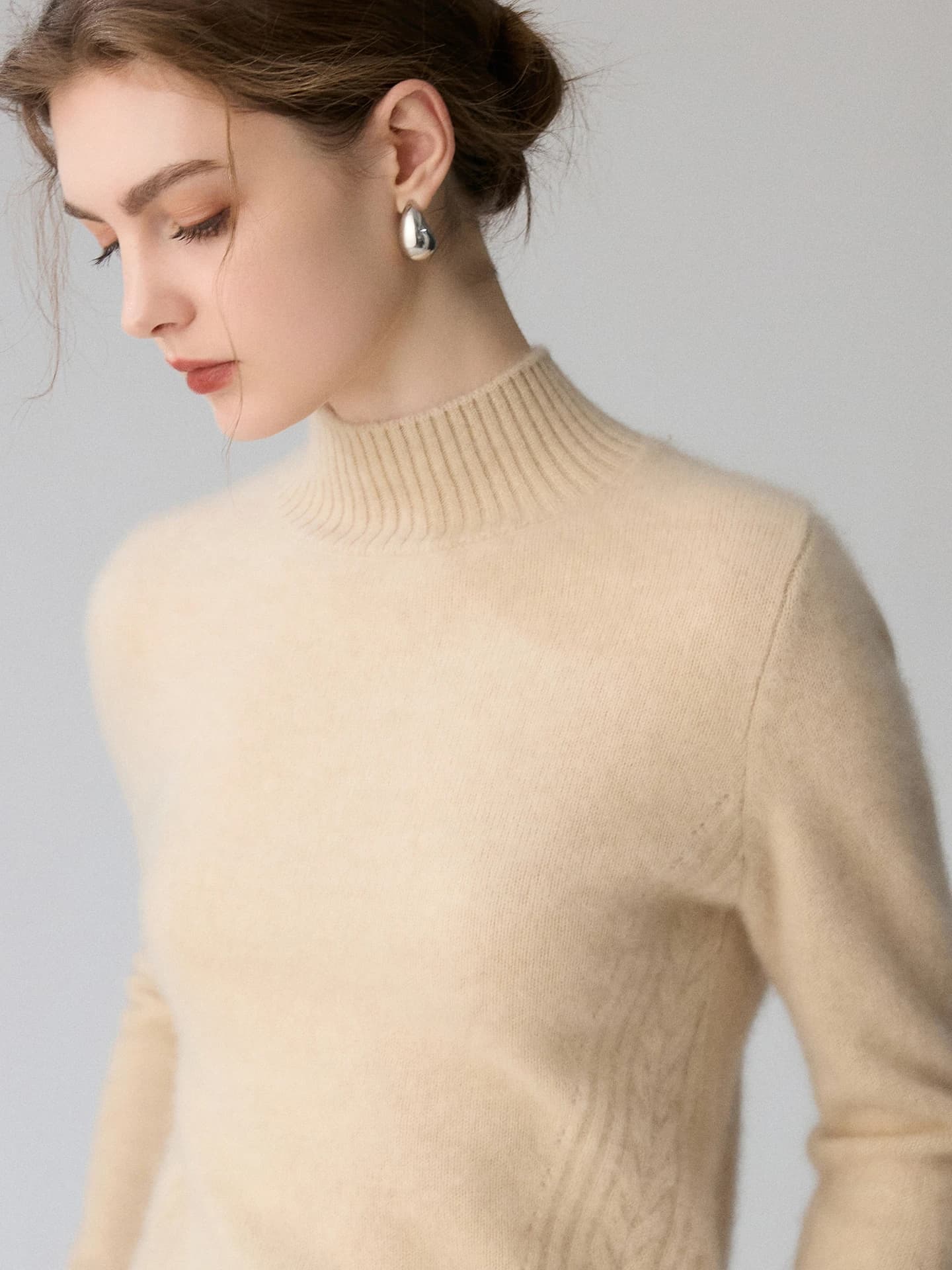 7-Gauge Mock-Neck Cable-Knit · FRONT