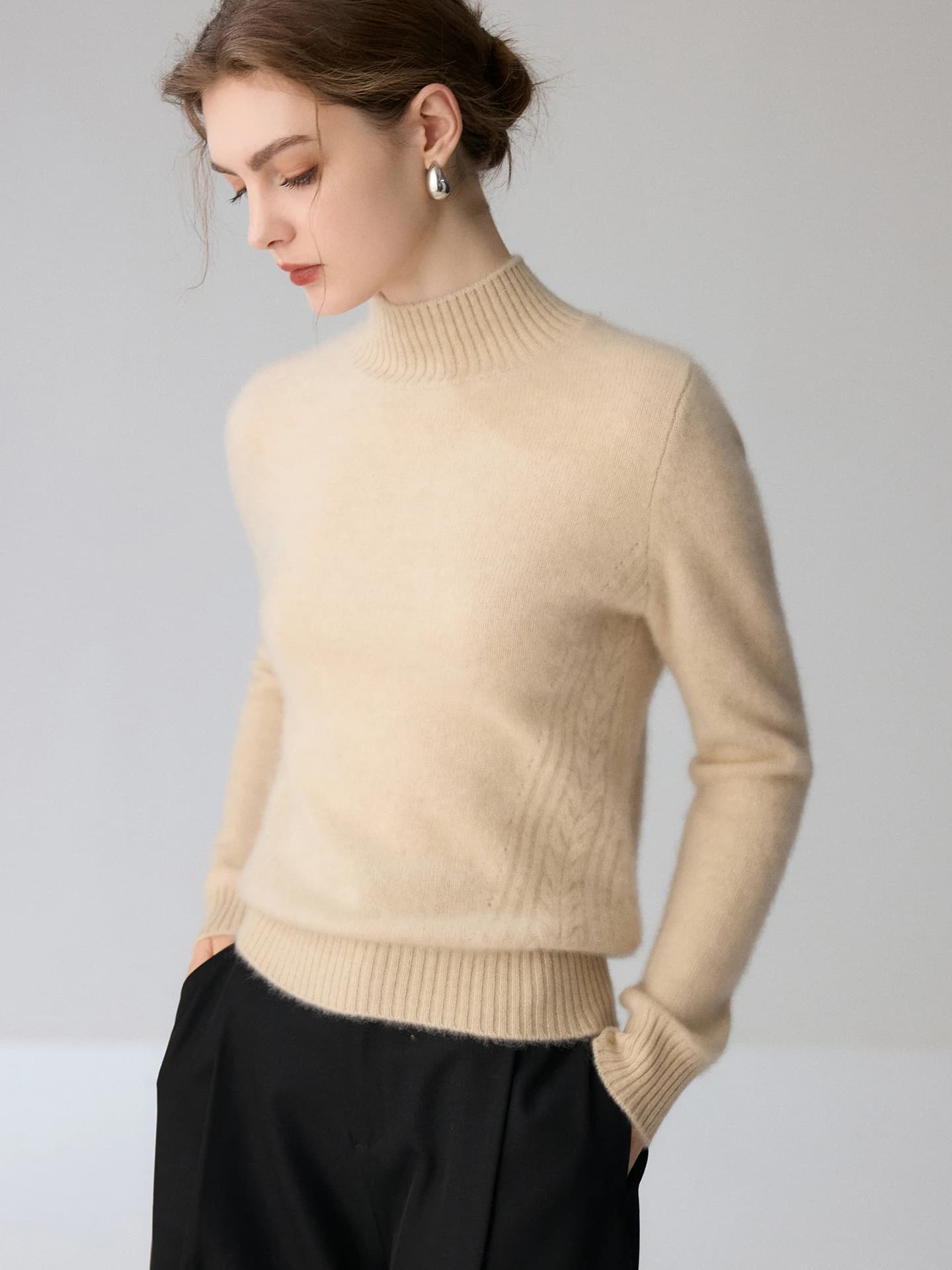 7-Gauge Mock-Neck Cable-Knit · FRONT