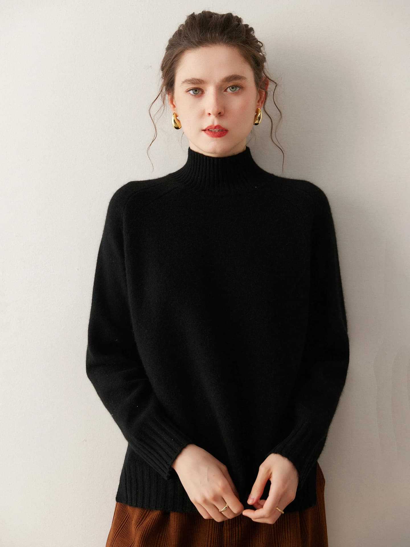 7-Gauge Relaxed-Fit Mock-Neck High-Low · FRONT