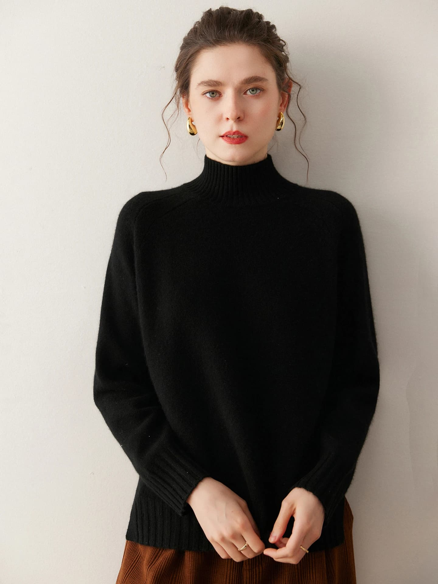 7-Gauge Relaxed-Fit Mock-Neck High-Low · FRONT