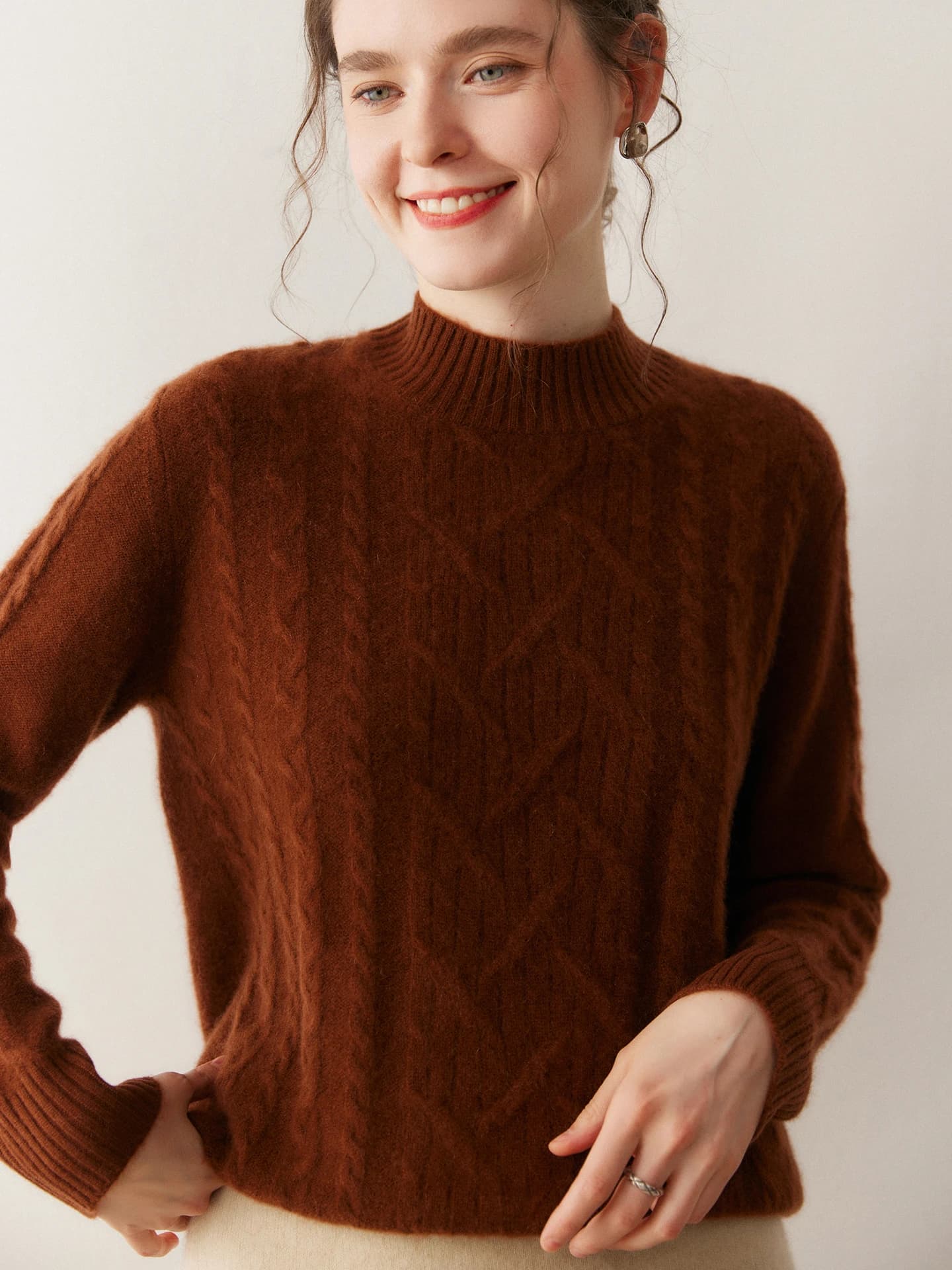 7-Gauge Mock-Neck Cable-Knit · FRONT