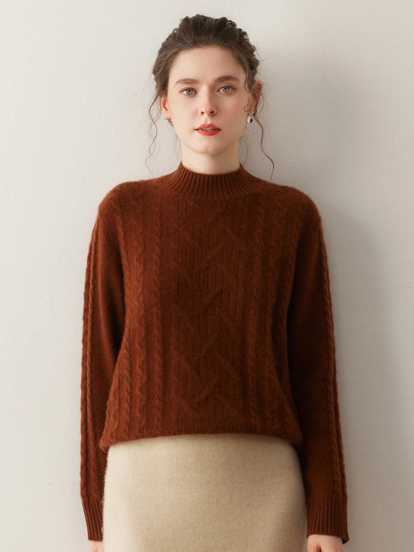 7-Gauge Mock-Neck Cable-Knit · FRONT