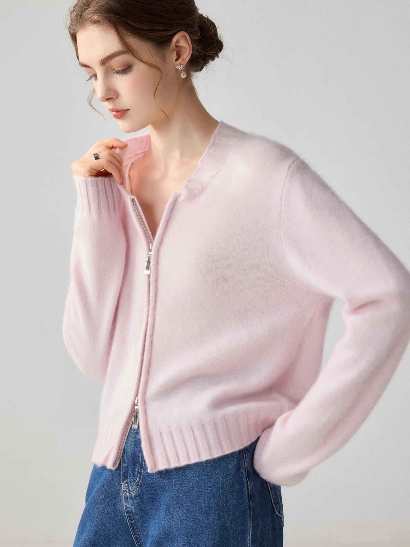 7-Gauge Cropped Zip Cardigan · FRONT