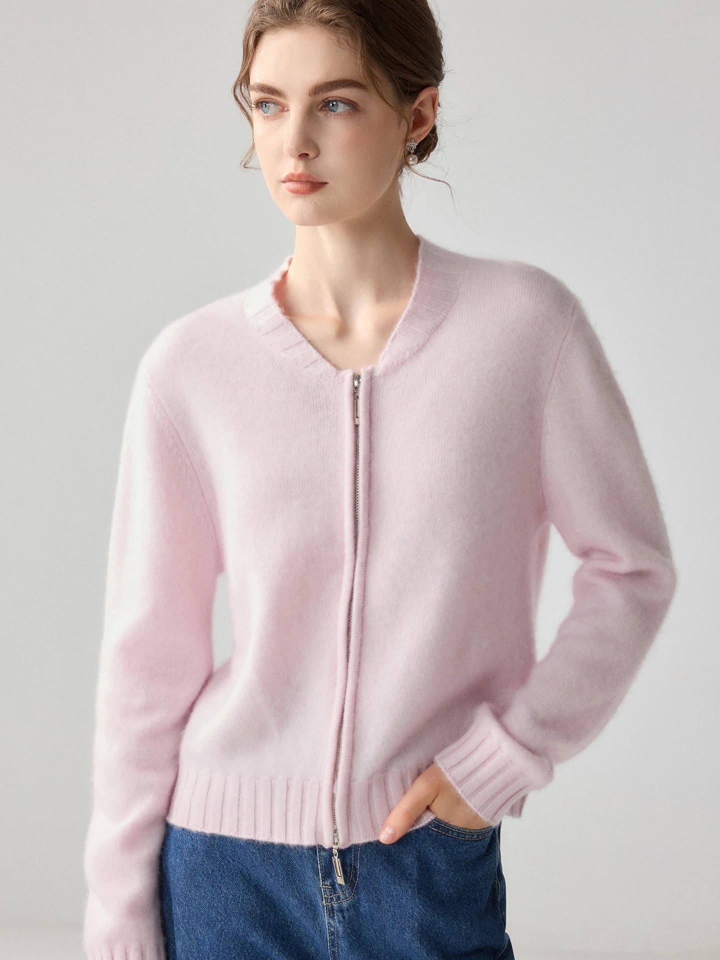 7-Gauge Cropped Zip Cardigan · FRONT