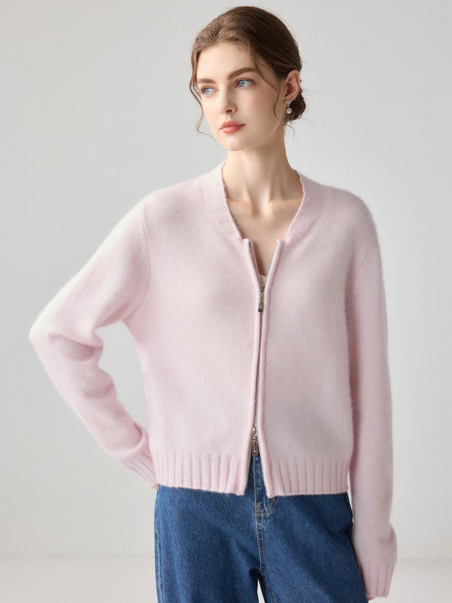 7-Gauge Cropped Zip Cardigan · FRONT