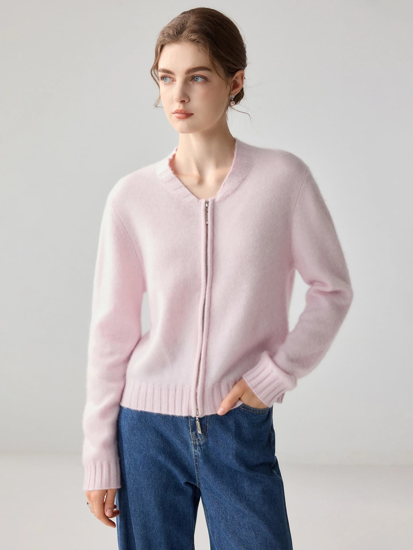 7-Gauge Cropped Zip Cardigan · FRONT