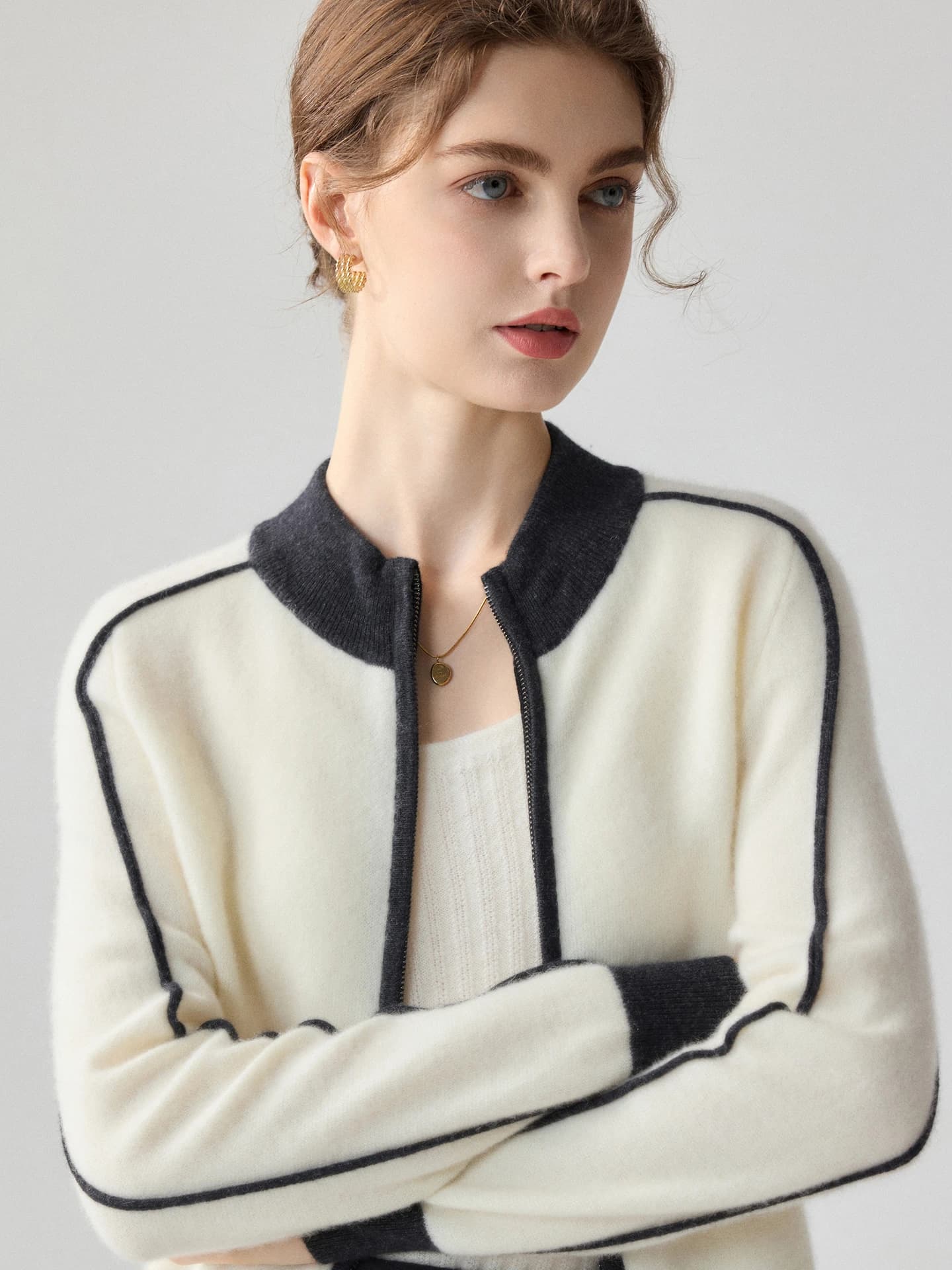 12-Gauge Cardigan Jacket Color-Block · FRONT