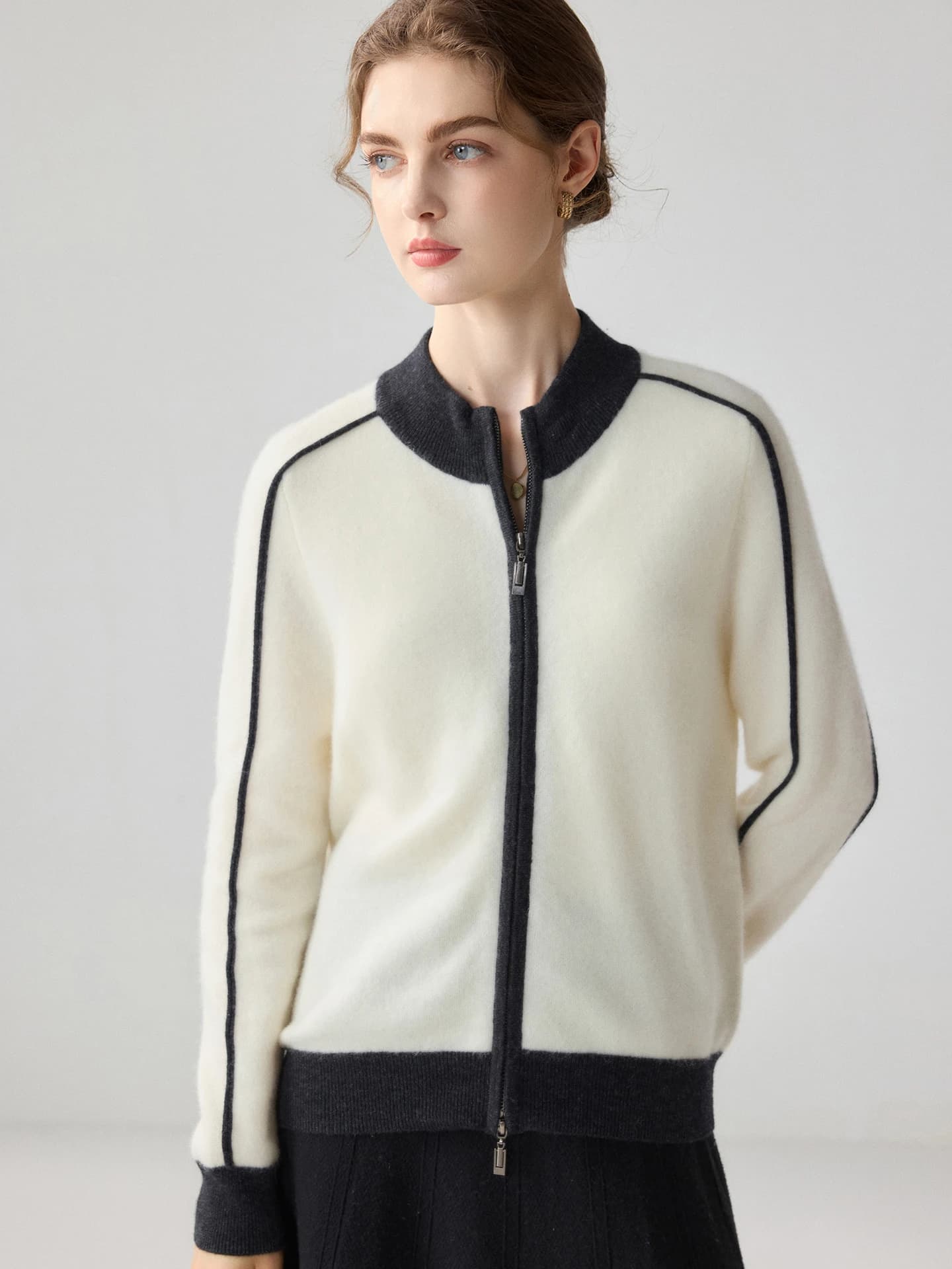 12-Gauge Cardigan Jacket Color-Block · FRONT
