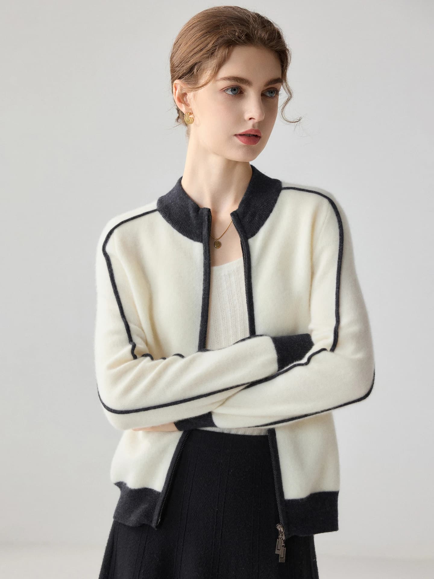 12-Gauge Cardigan Jacket Color-Block · FRONT