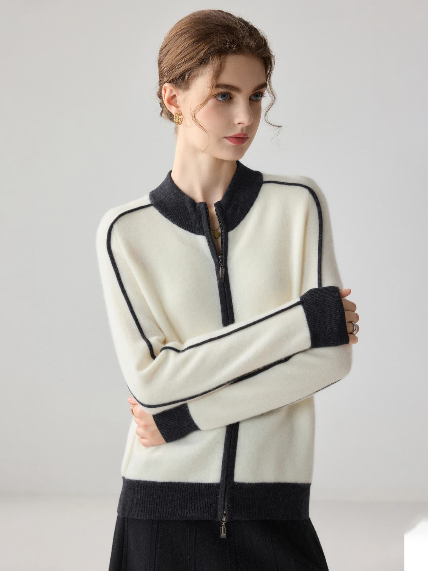12-Gauge Cardigan Jacket Color-Block · FRONT