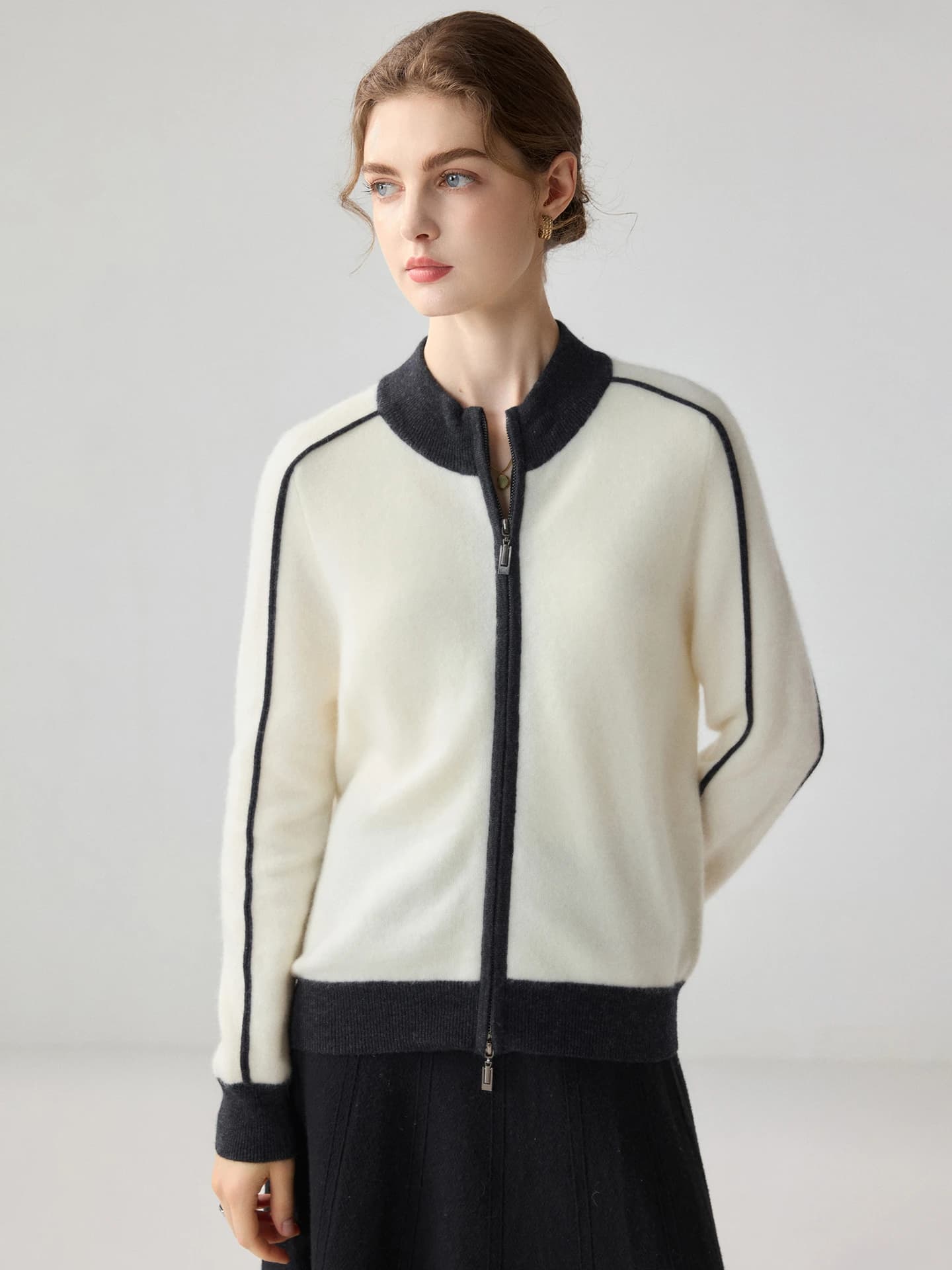 12-Gauge Cardigan Jacket Color-Block · FRONT