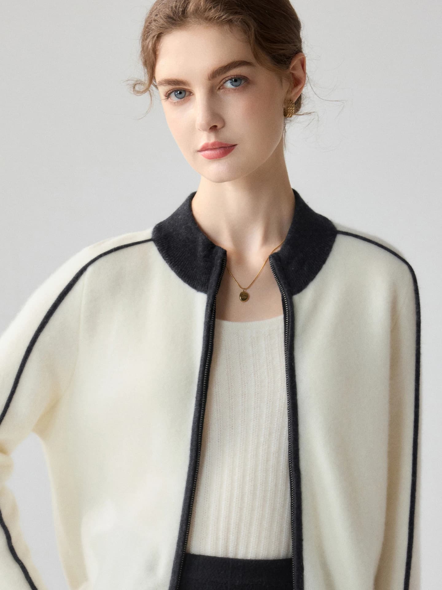 12-Gauge Cardigan Jacket Color-Block · FRONT
