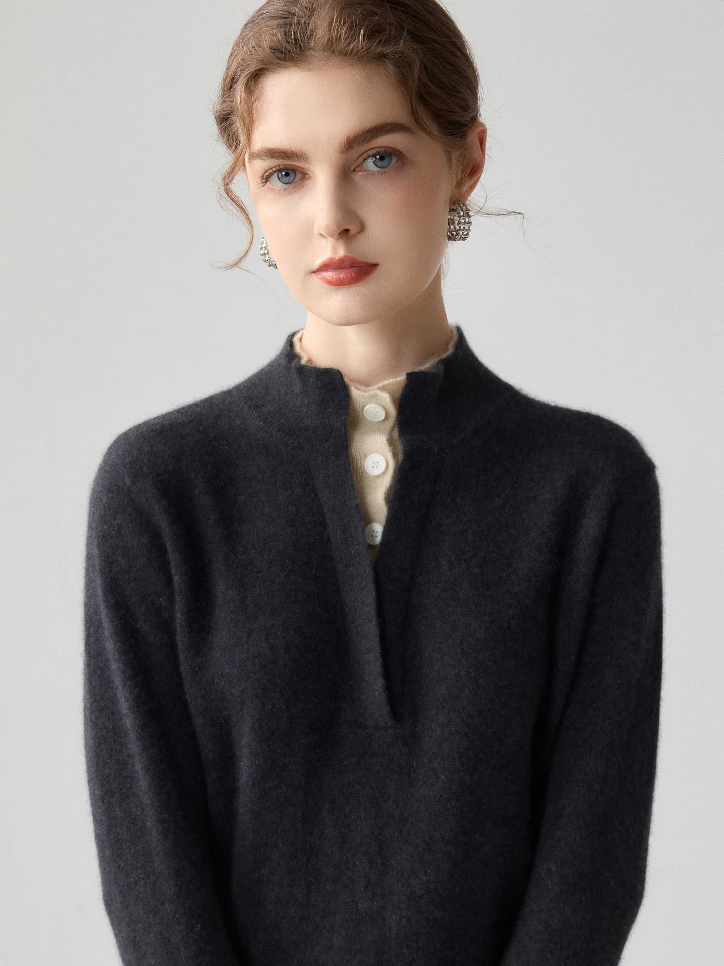 12-Gauge Half-Placket Color-Block Double-Layer · FRONT