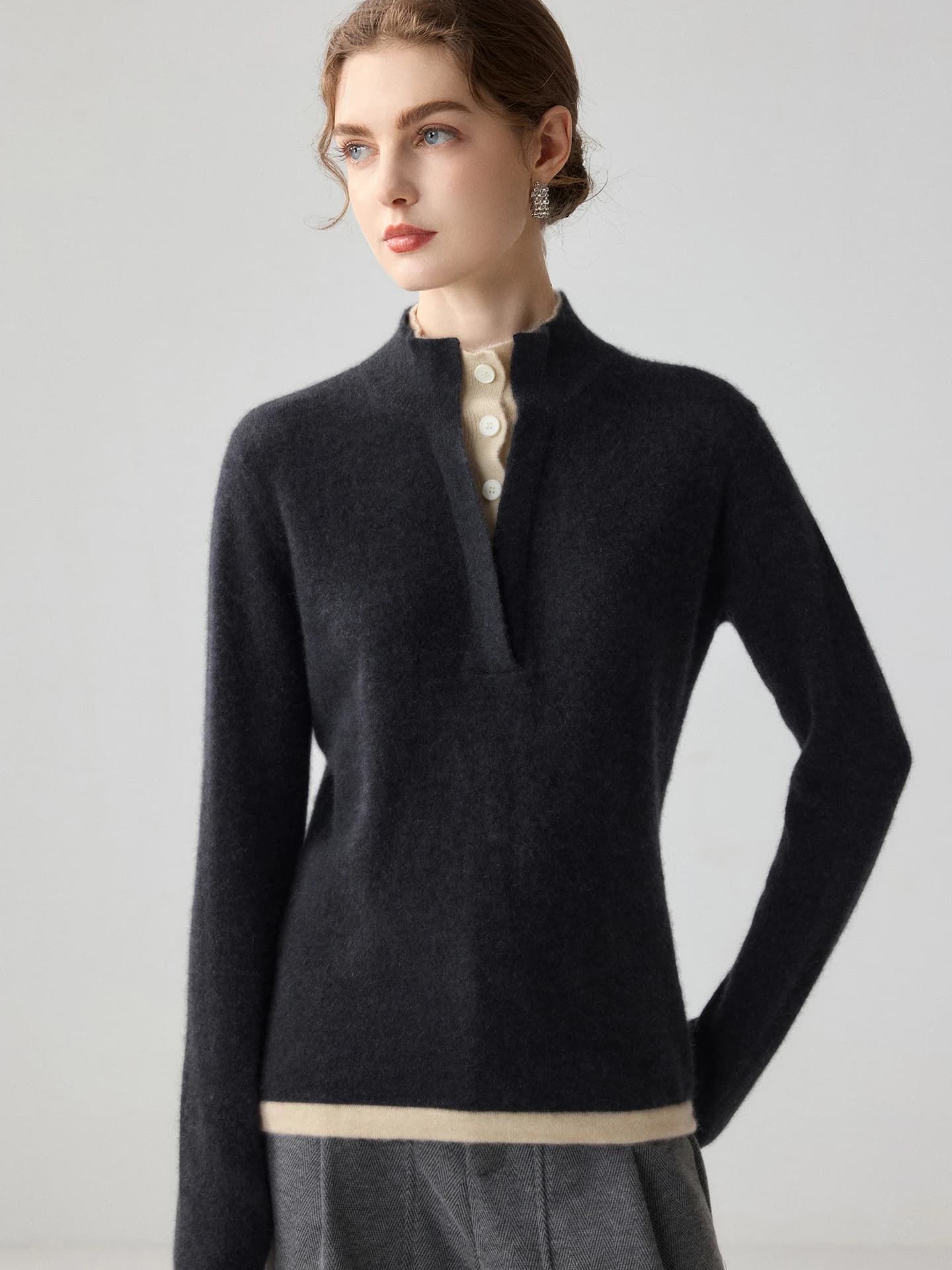 12-Gauge Half-Placket Color-Block Double-Layer · FRONT