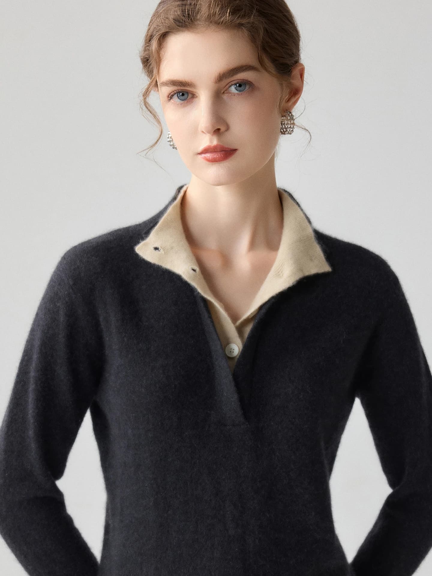 12-Gauge Half-Placket Color-Block Double-Layer · FRONT