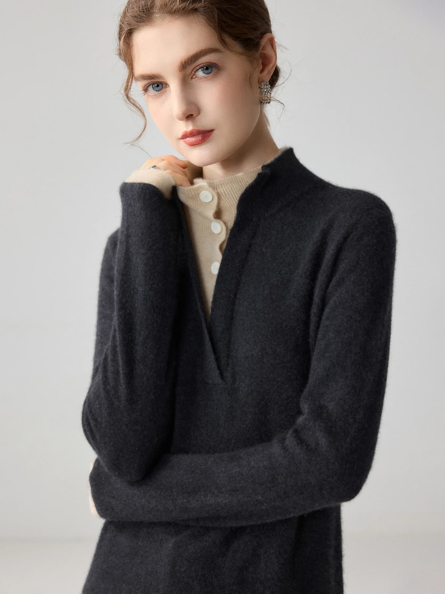 12-Gauge Half-Placket Color-Block Double-Layer · FRONT