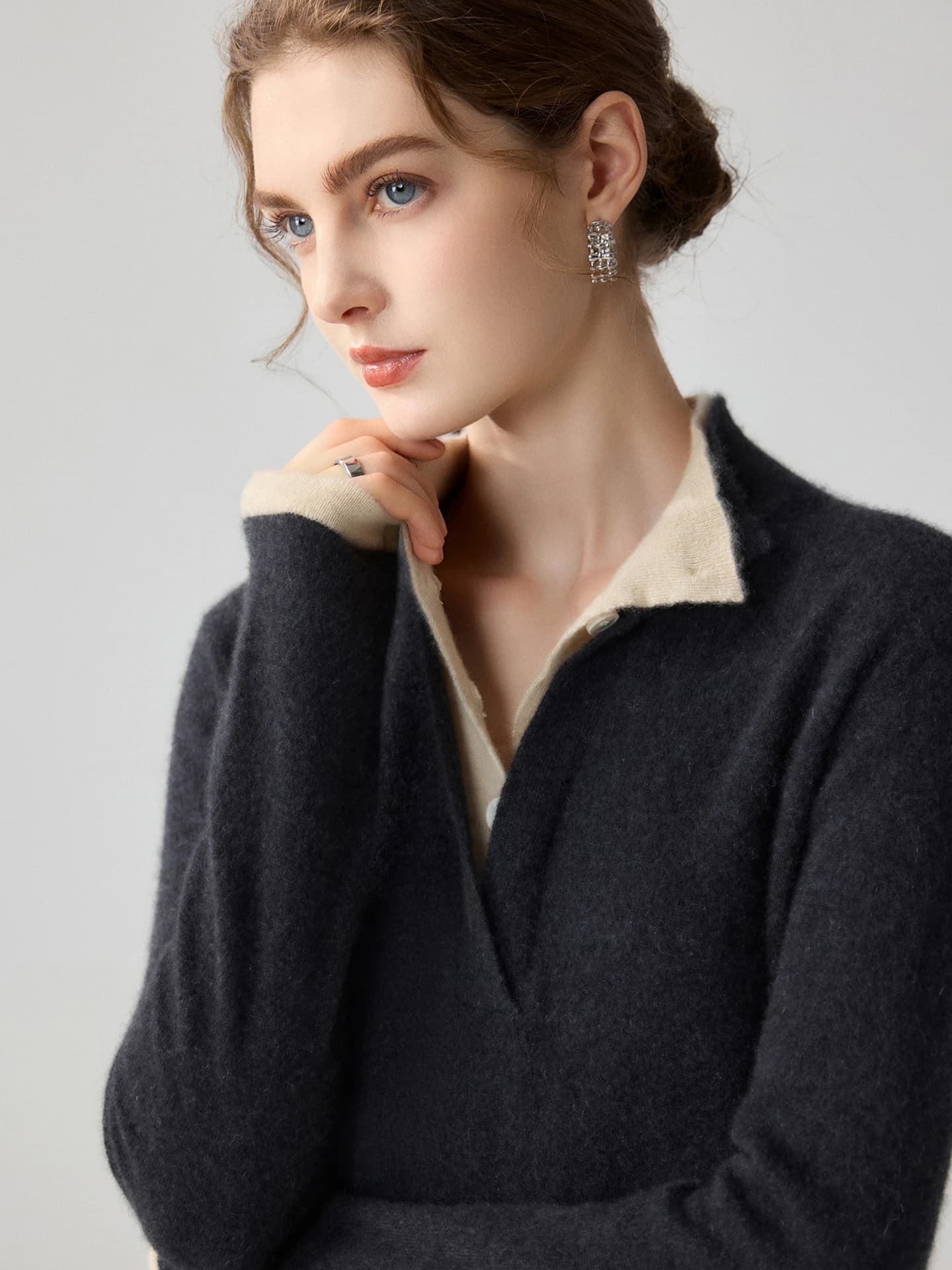 12-Gauge Half-Placket Color-Block Double-Layer · FRONT
