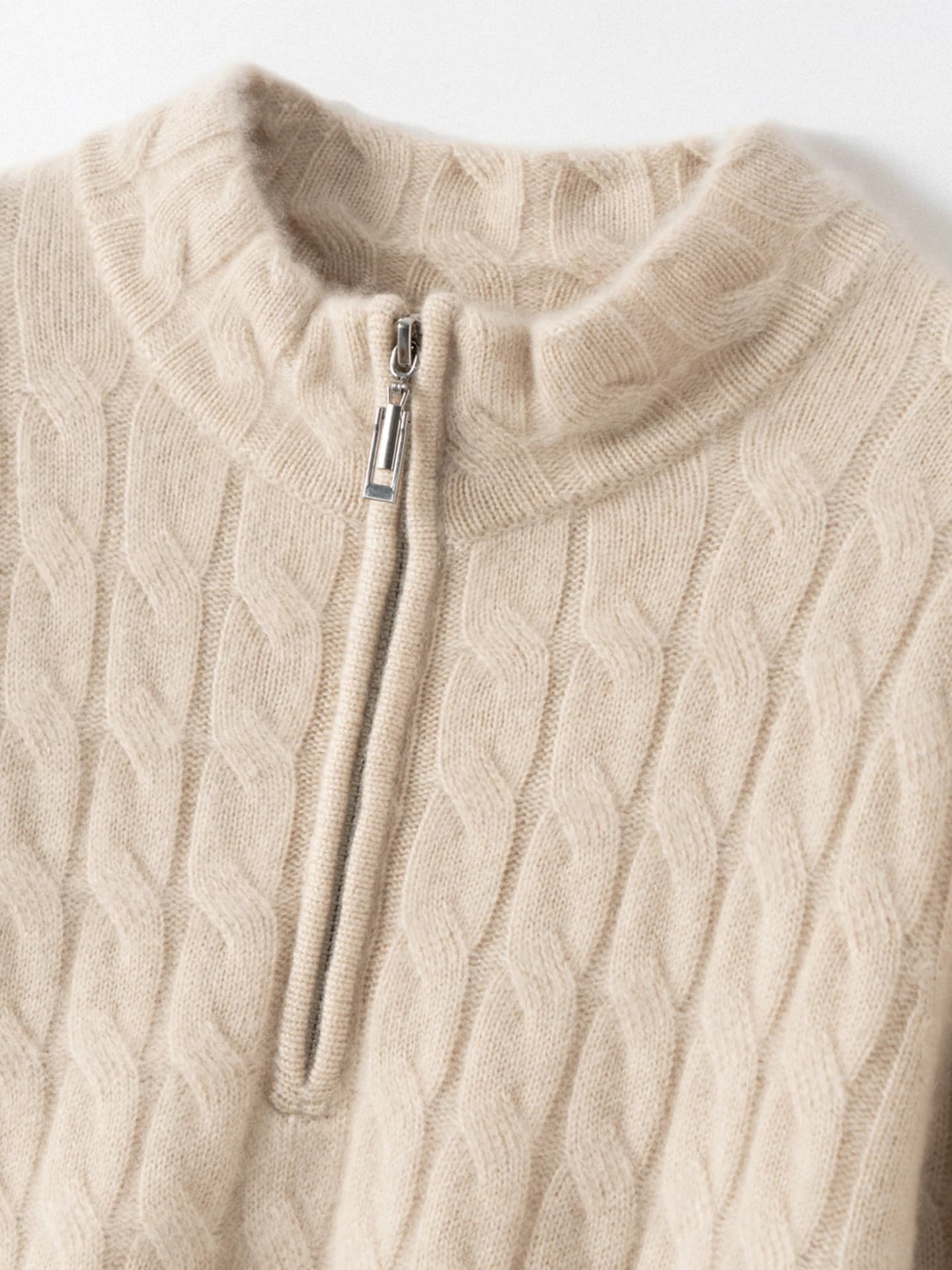 7-Gauge Half-Placket Zip Cable-Knit · DETAIL