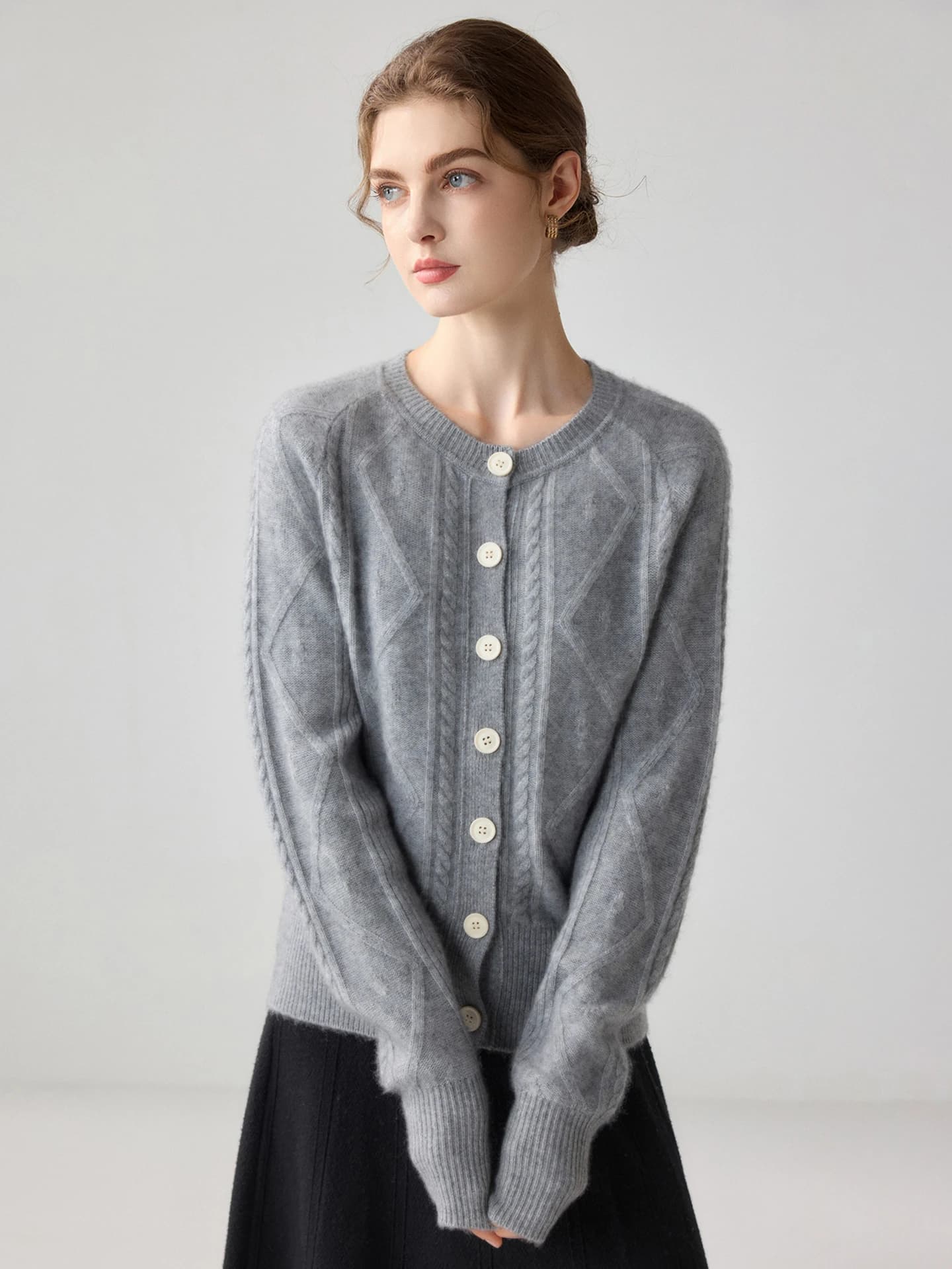 7-Gauge Cardigan Cable-Knit · FRONT