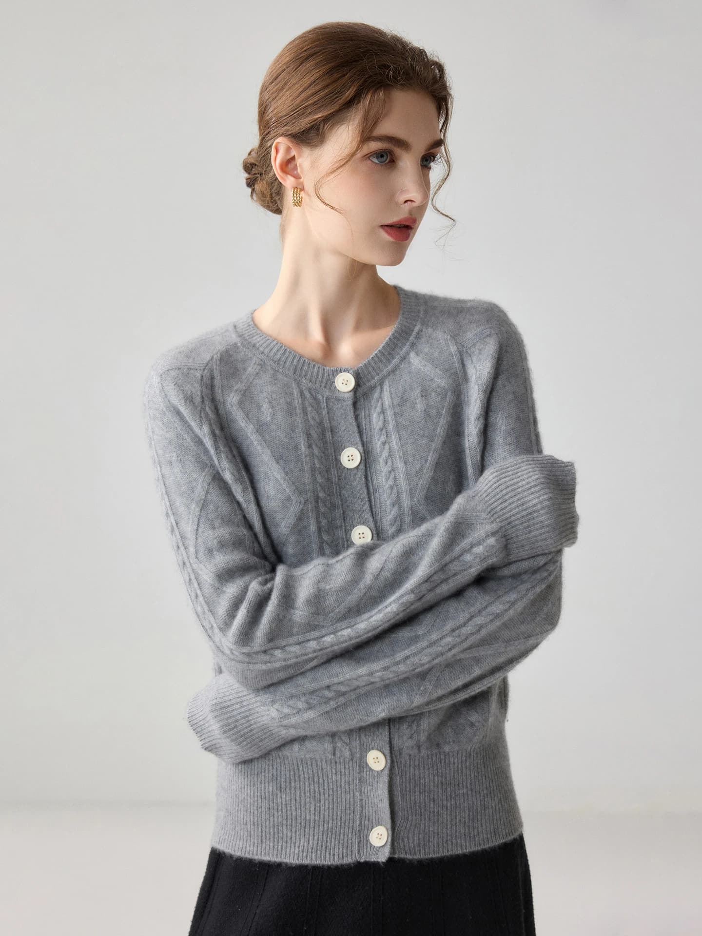 7-Gauge Cardigan Cable-Knit · FRONT