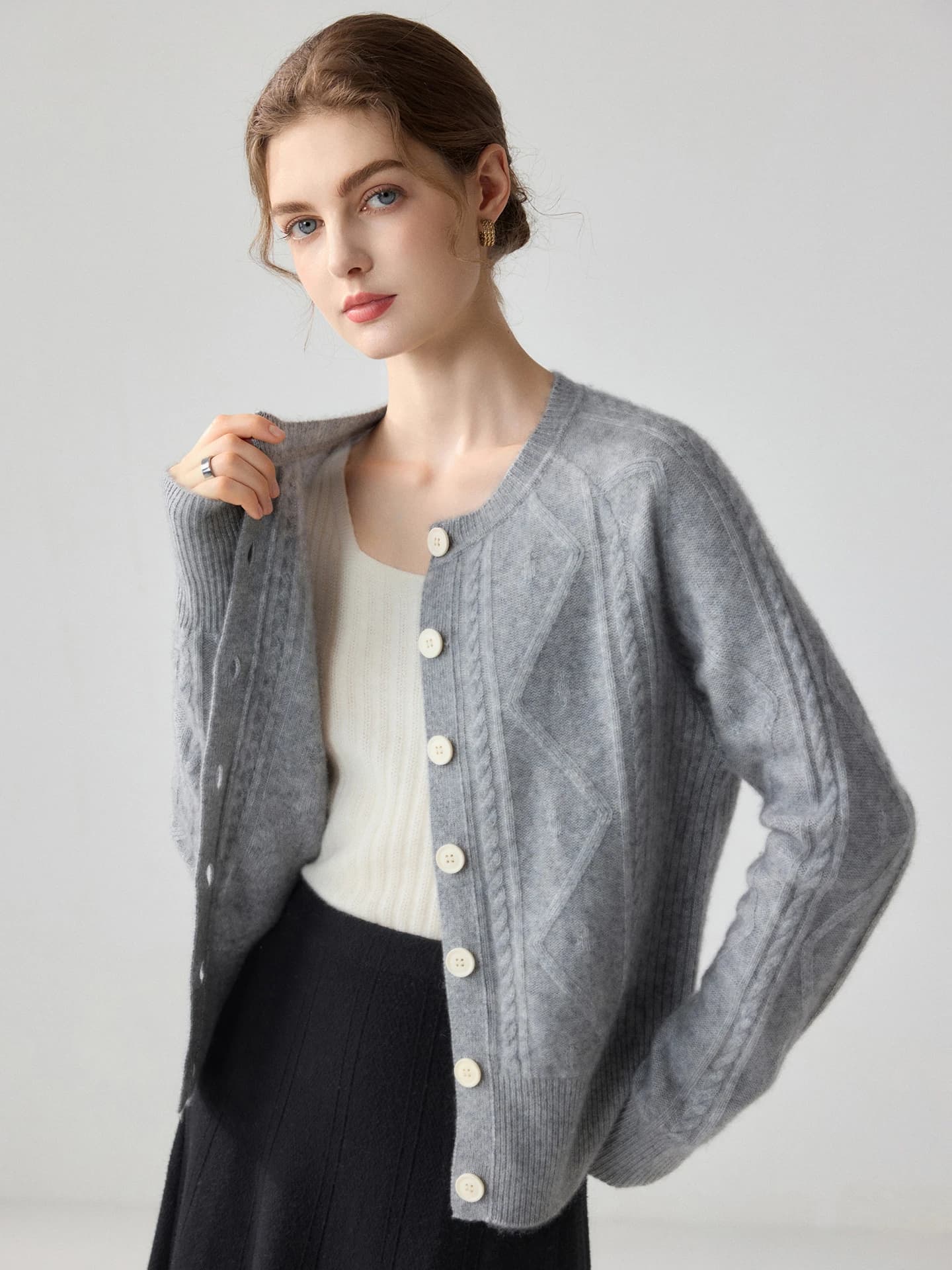 7-Gauge Cardigan Cable-Knit · FRONT