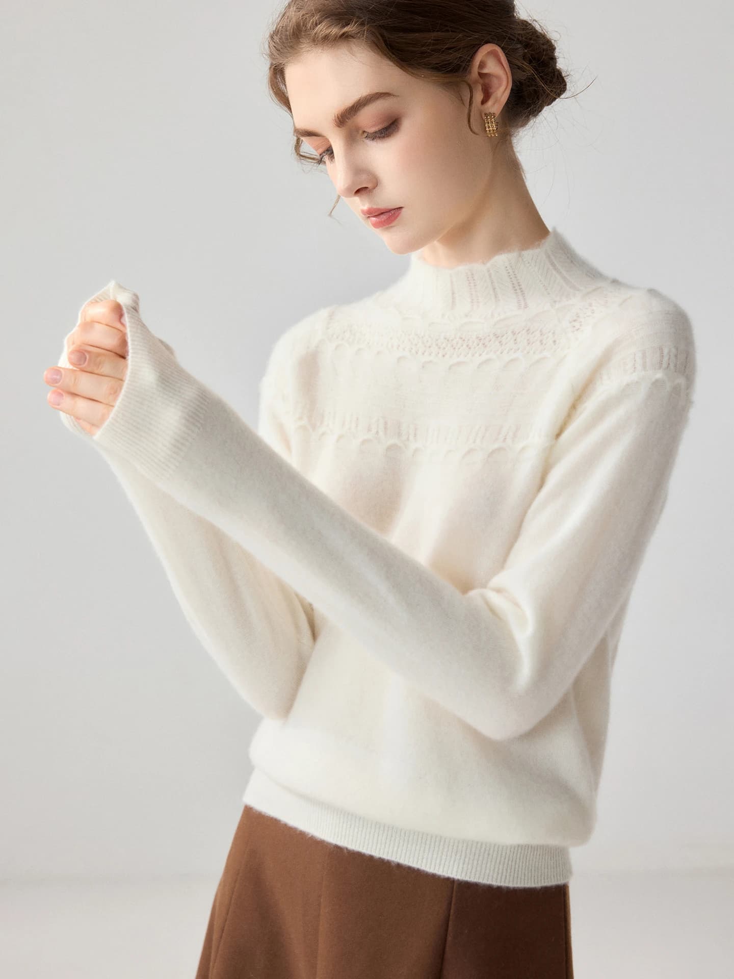 12-Gauge Mock-Neck Pointelle · FRONT