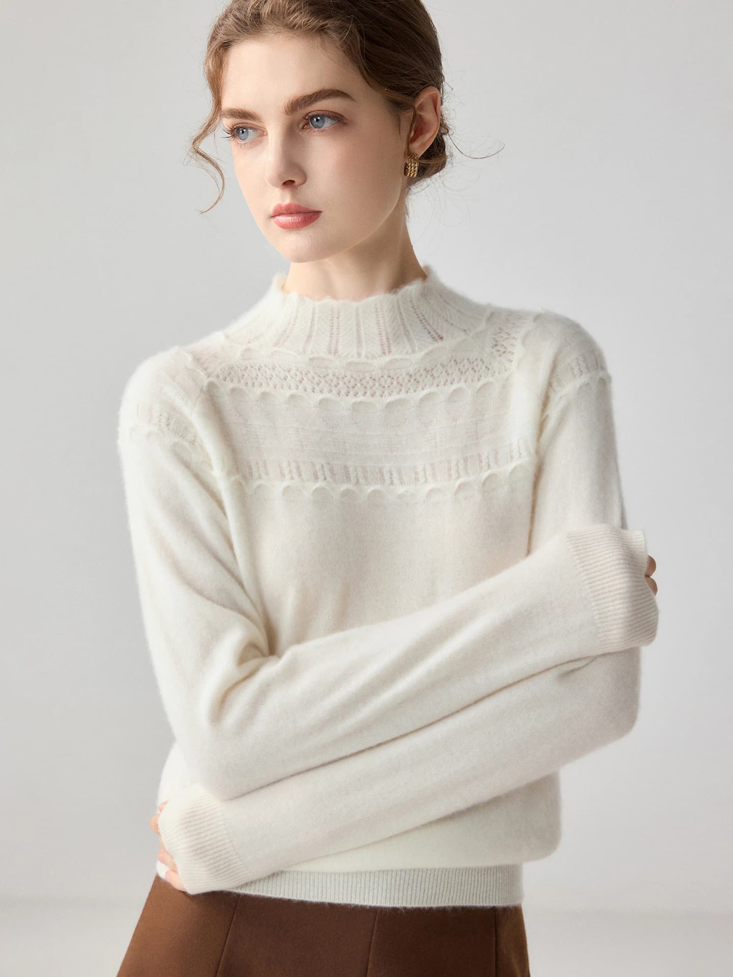 12-Gauge Mock-Neck Pointelle · FRONT