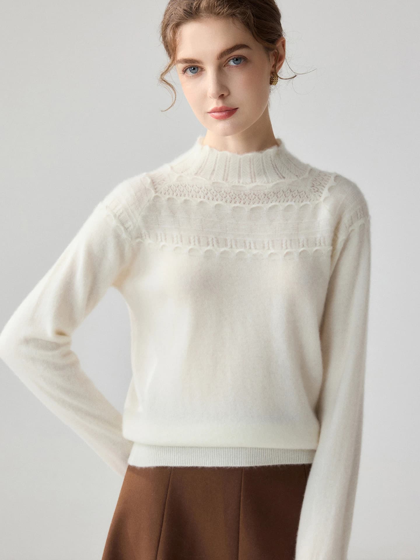 12-Gauge Mock-Neck Pointelle · FRONT