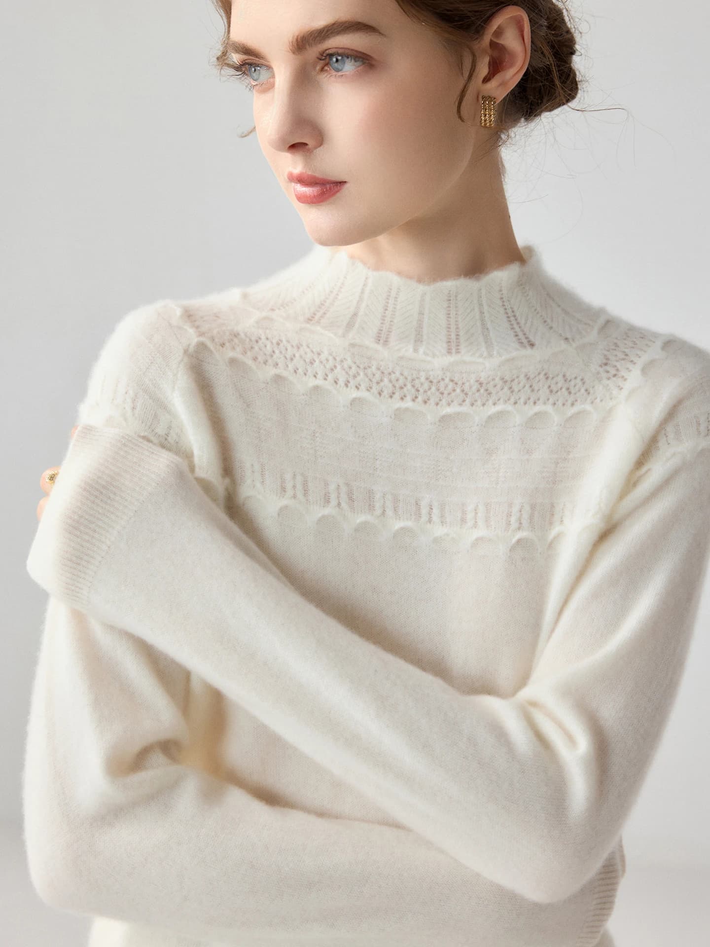 12-Gauge Mock-Neck Pointelle · FRONT