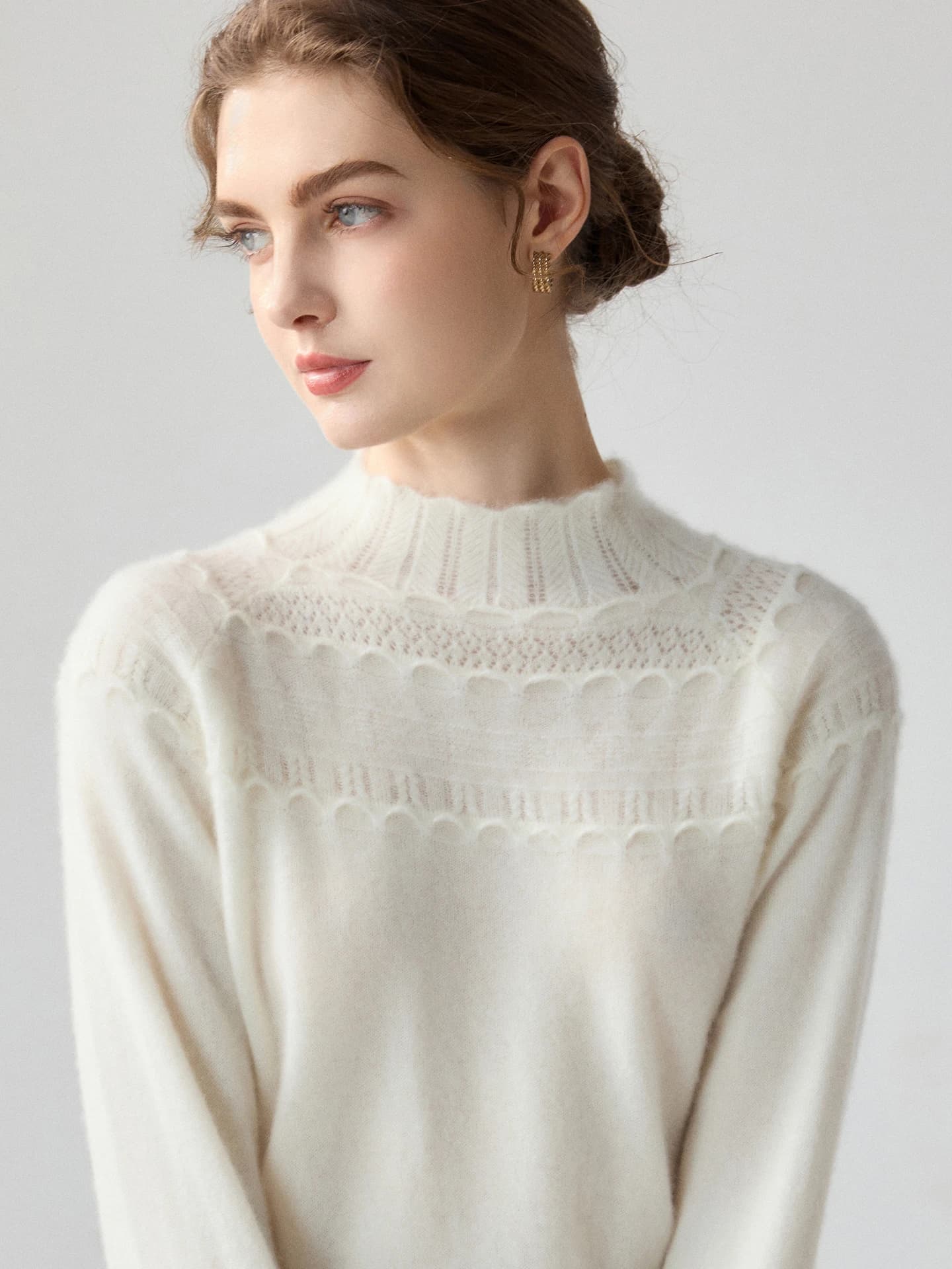 12-Gauge Mock-Neck Pointelle · FRONT