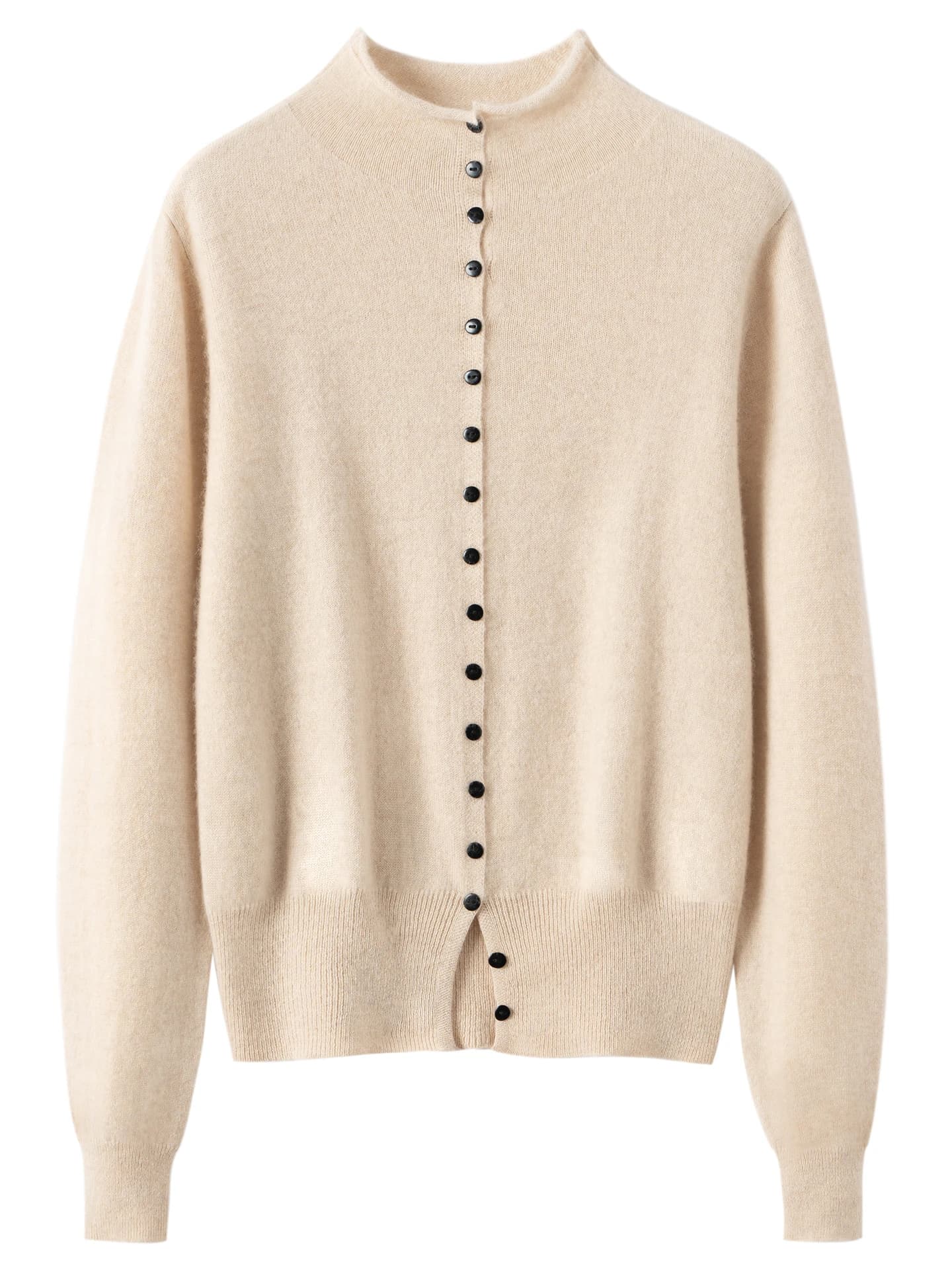 12-Gauge Mock-Neck Cardigan Rolled-Edge · DETAIL