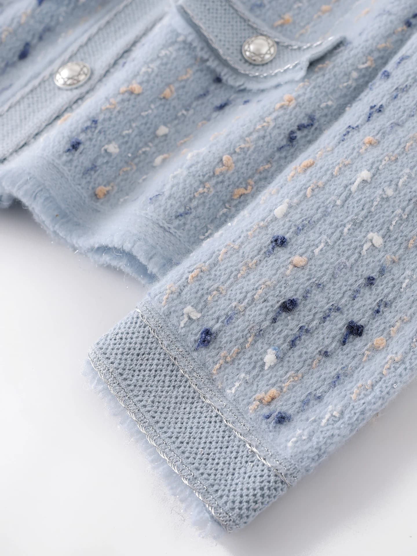Heavyweight Marled Gold-Thread Tweed-Style Cardigan · DETAIL