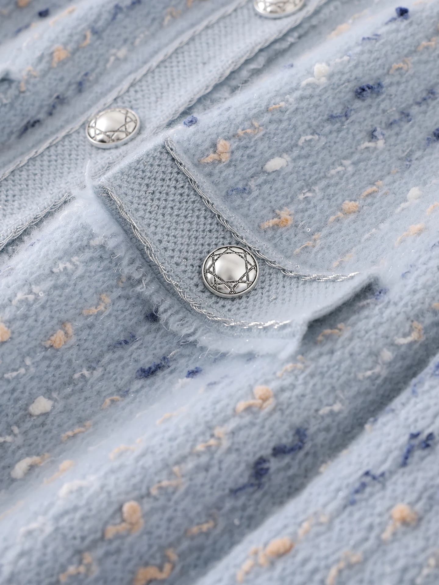 Heavyweight Marled Gold-Thread Tweed-Style Cardigan · DETAIL