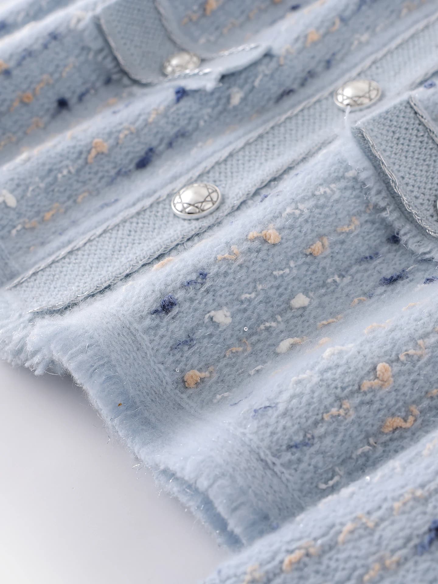 Heavyweight Marled Gold-Thread Tweed-Style Cardigan · DETAIL