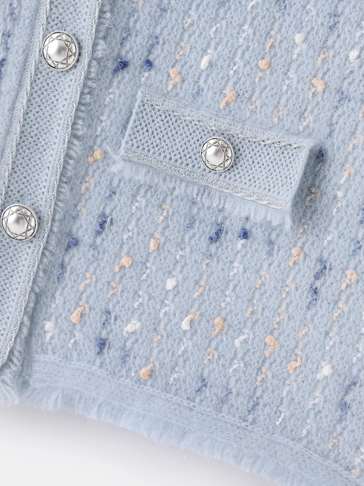 Heavyweight Marled Gold-Thread Tweed-Style Cardigan · DETAIL