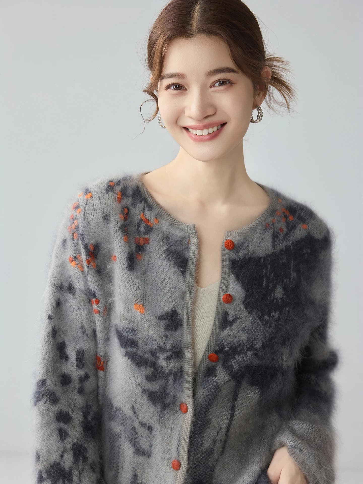 Heavyweight Air-Layer Brushed Heavy-Craft Jacquard Cardigan · FRONT