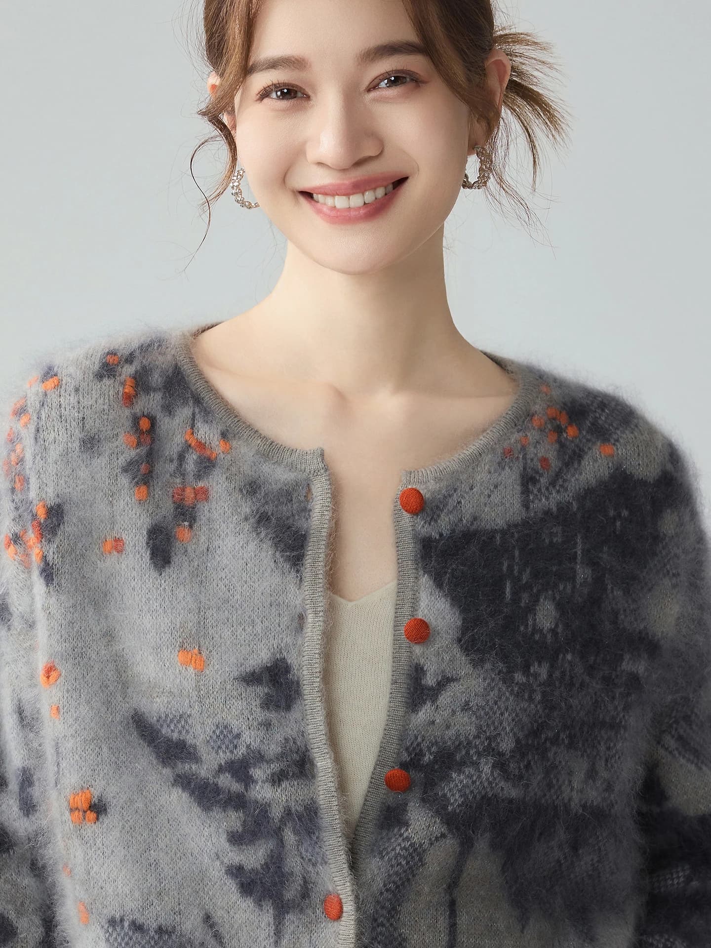 Heavyweight Air-Layer Brushed Heavy-Craft Jacquard Cardigan · FRONT
