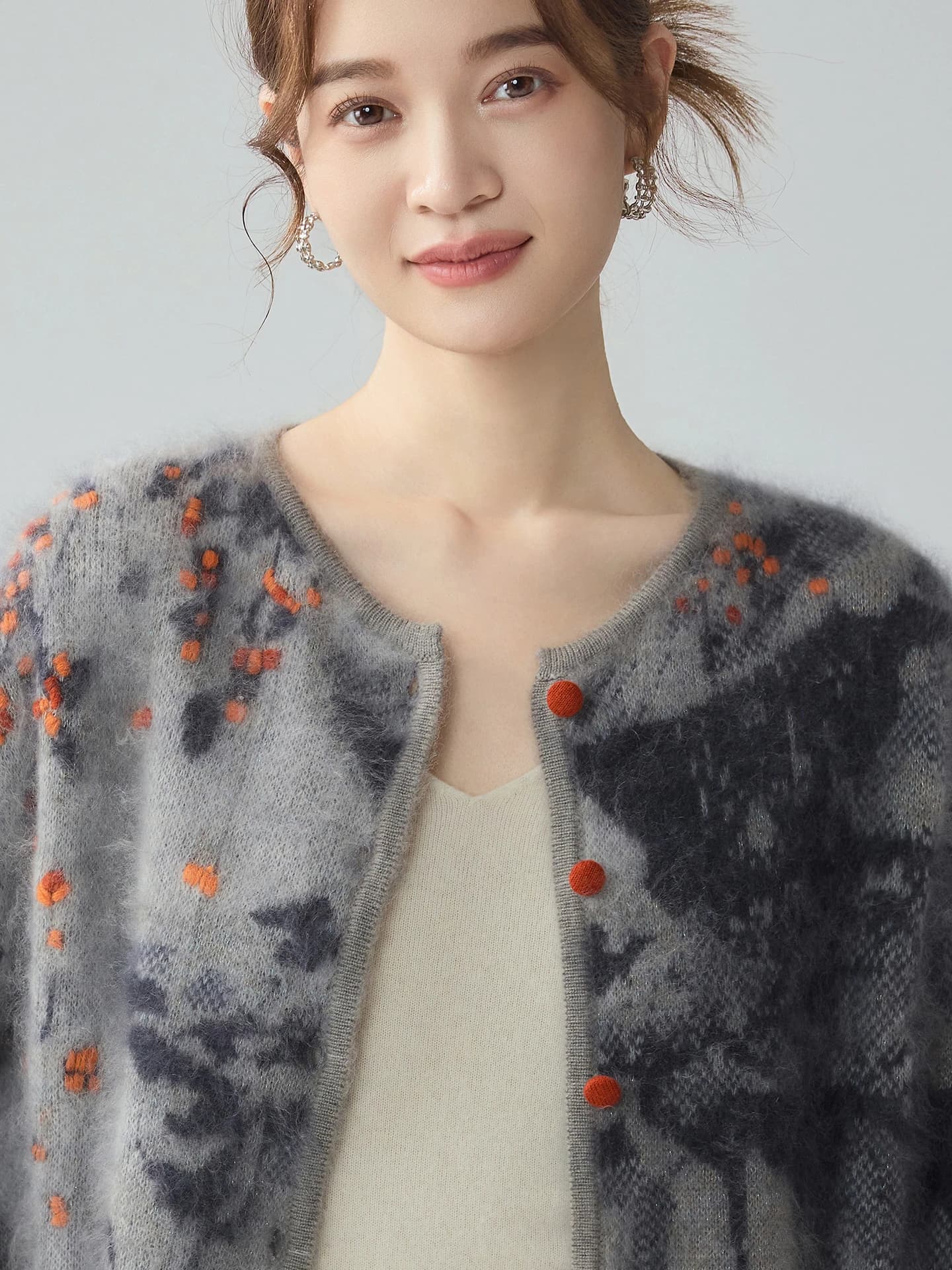 Heavyweight Air-Layer Brushed Heavy-Craft Jacquard Cardigan · FRONT