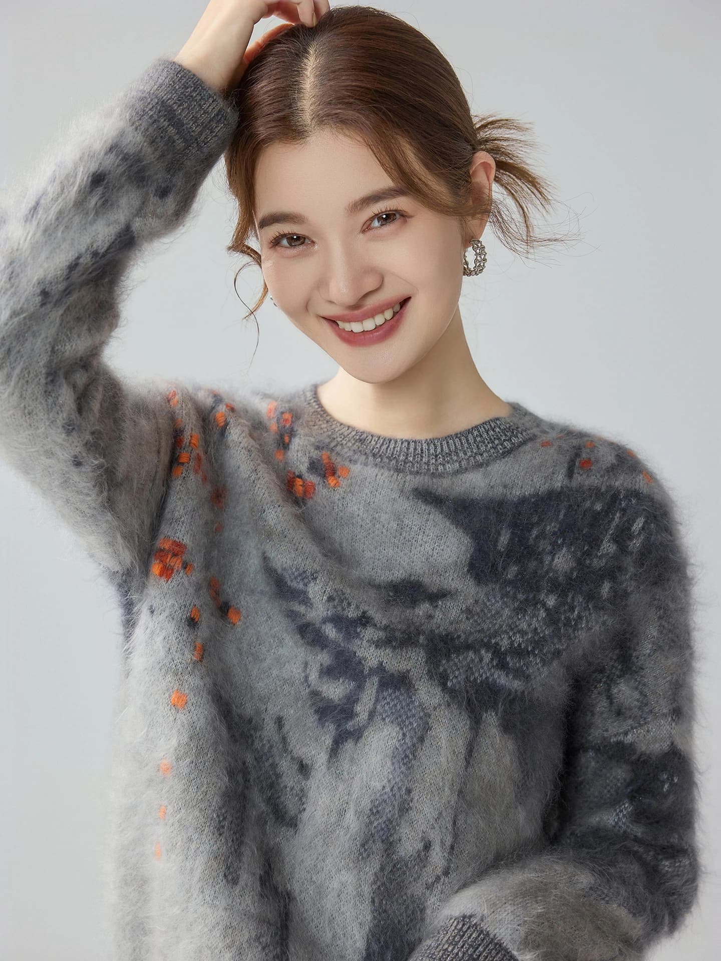 Heavyweight Air-Layer Brushed Heavy-Craft Jacquard Pullover Crew-Neck · FRONT