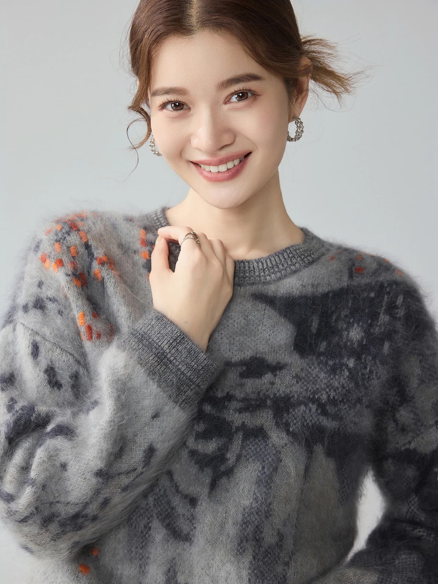 Heavyweight Air-Layer Brushed Heavy-Craft Jacquard Pullover Crew-Neck · FRONT