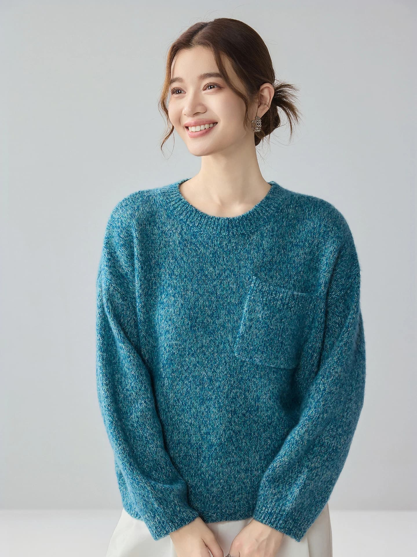 Velvet 3-5-7-Gauge Heavyweight Lurex Sequin Pocket Crew-Neck · FRONT