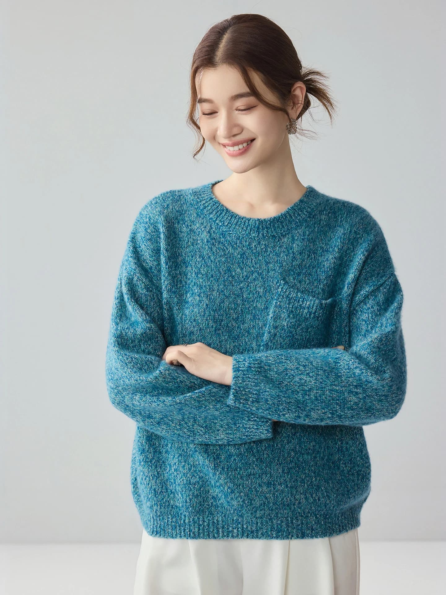 Velvet 3-5-7-Gauge Heavyweight Lurex Sequin Pocket Crew-Neck · FRONT