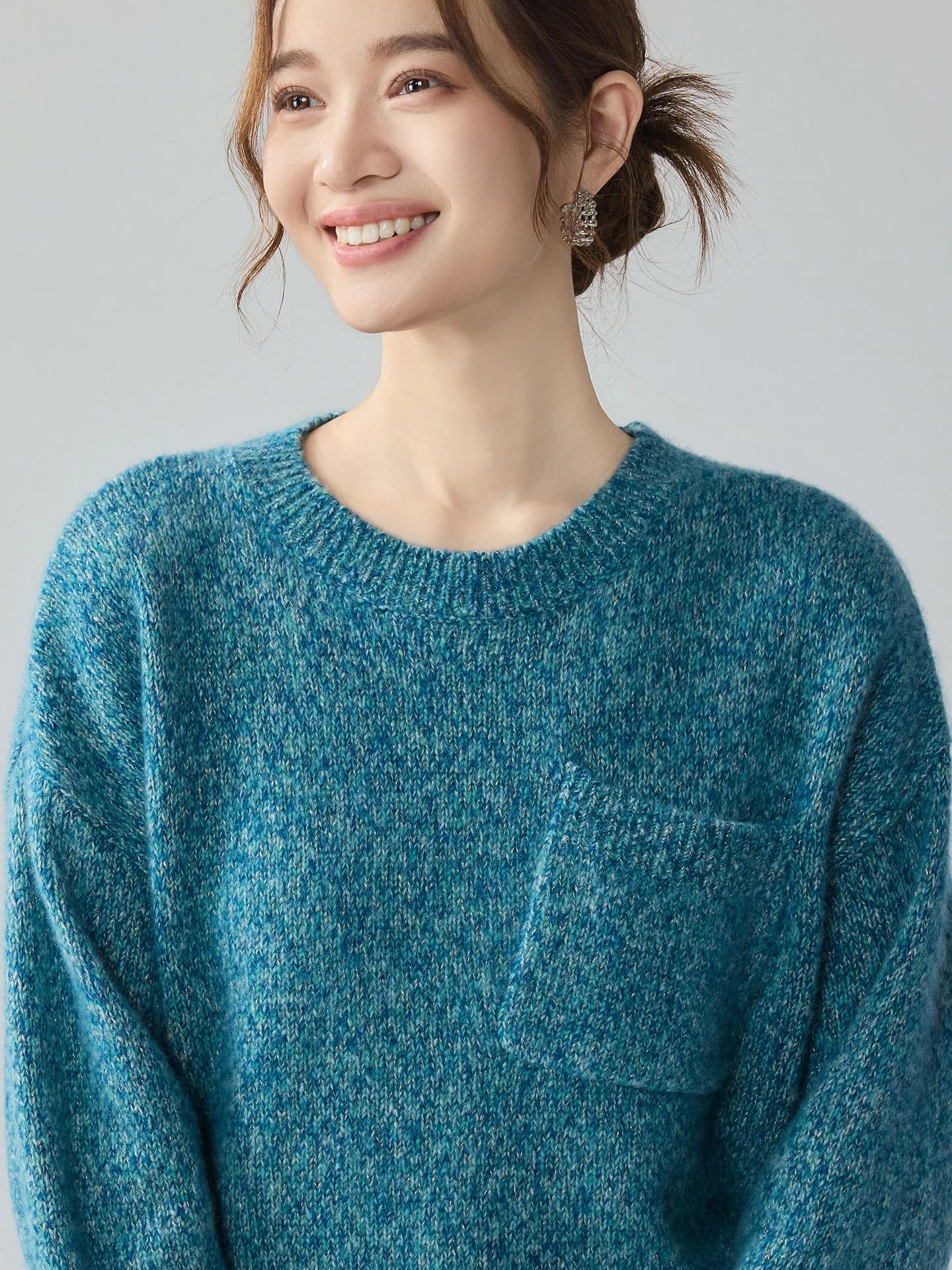 Velvet 3-5-7-Gauge Heavyweight Lurex Sequin Pocket Crew-Neck · FRONT