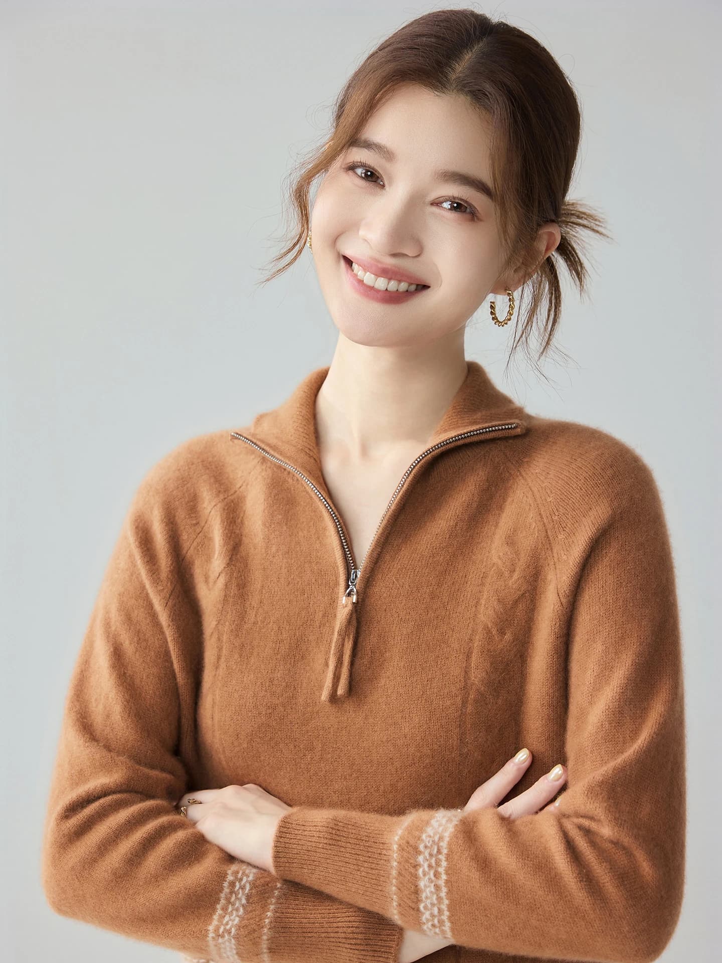 7-Gauge Heavyweight Half-Zip Color-Block Cable-Knit · FRONT