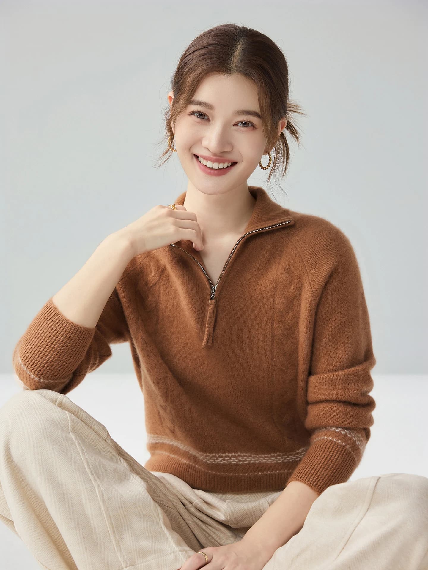 7-Gauge Heavyweight Half-Zip Color-Block Cable-Knit · FRONT