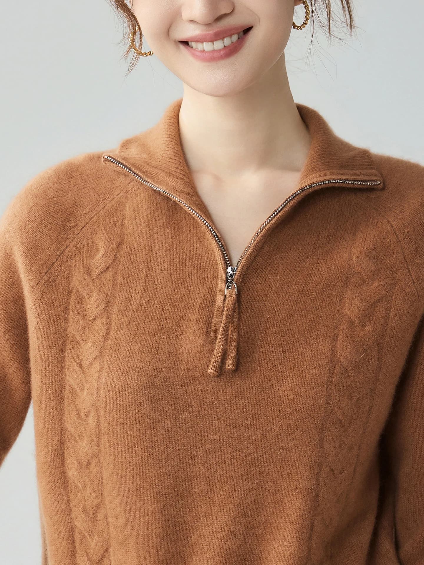 7-Gauge Heavyweight Half-Zip Color-Block Cable-Knit · FRONT