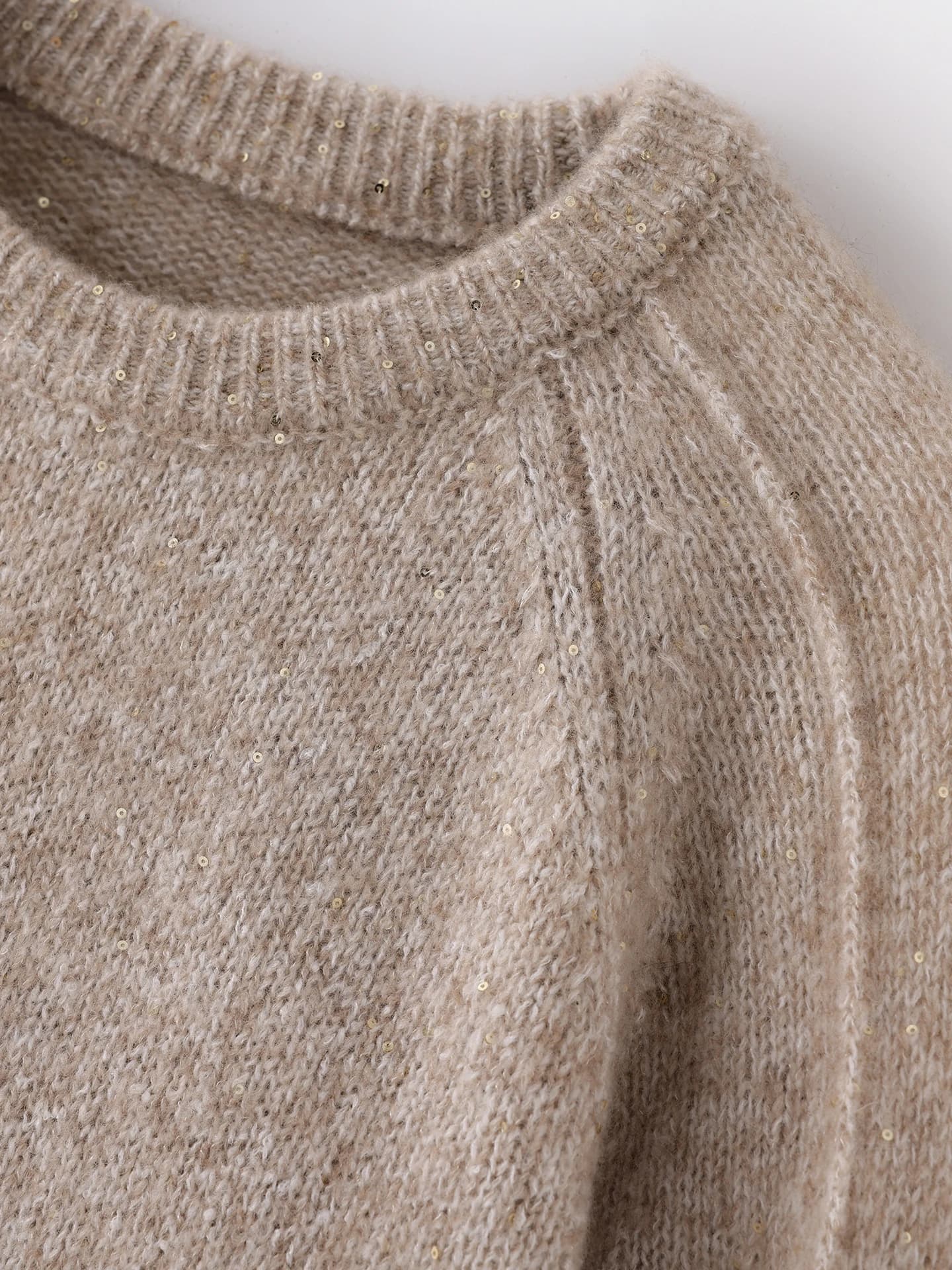 Velvet 3-5-7-Gauge Heavyweight Lurex Sequin Exposed-Seam Crew-Neck · DETAIL