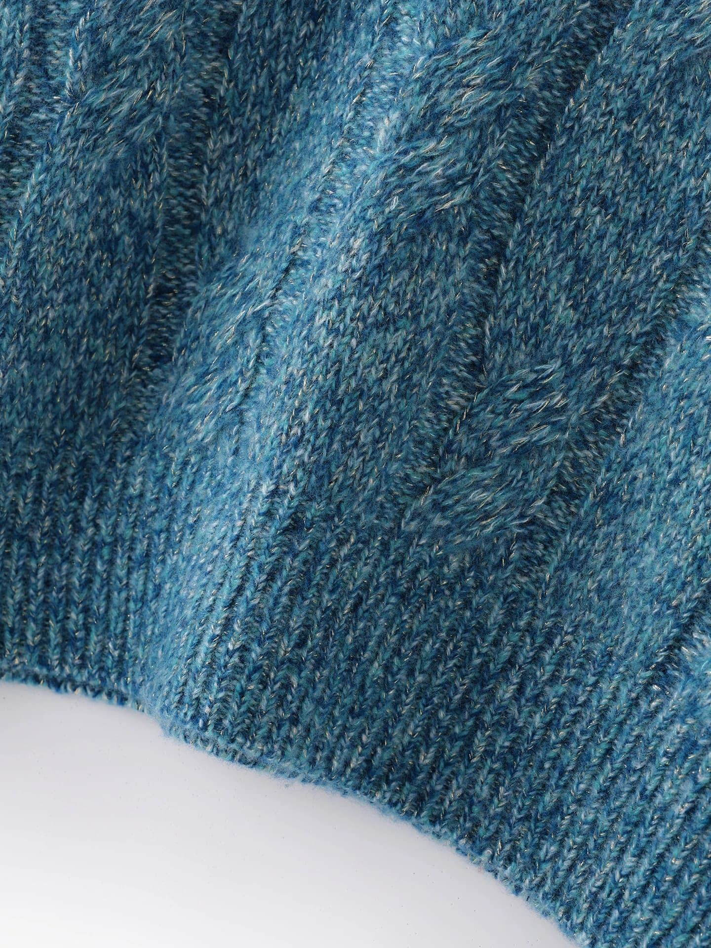 Velvet 7-Gauge Heavyweight Lurex Cable-Knit Mock-Neck · DETAIL
