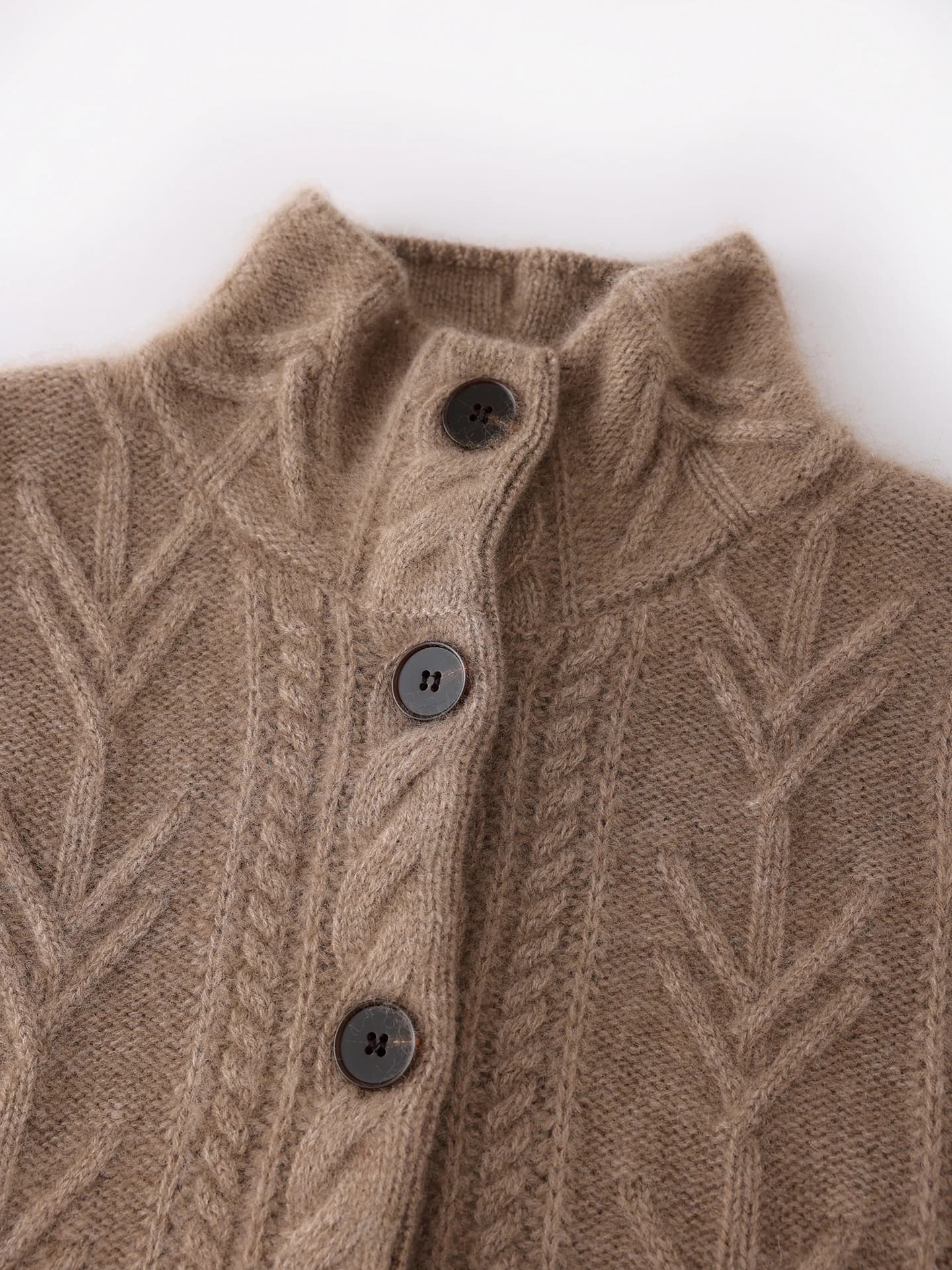 7-Gauge Heavyweight Stand-Collar Cable-Knit Cardigan · DETAIL
